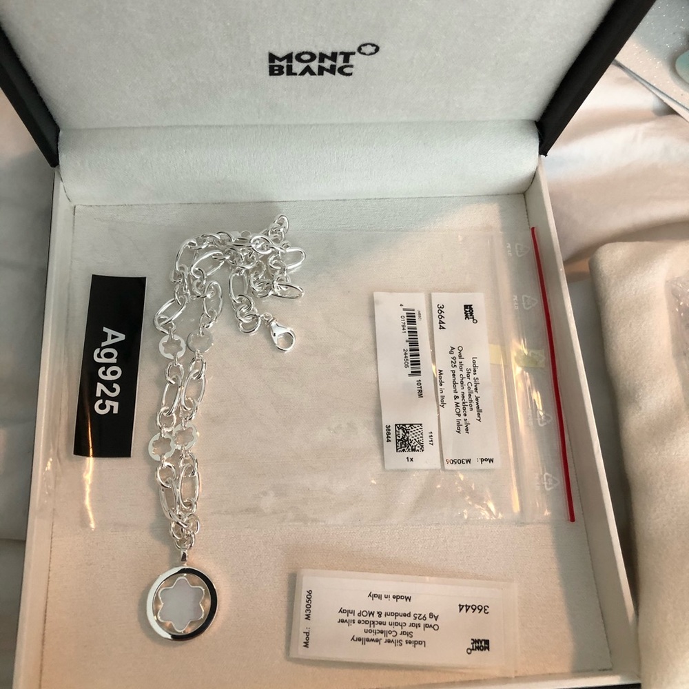 Mont Blanc silver star chain necklace